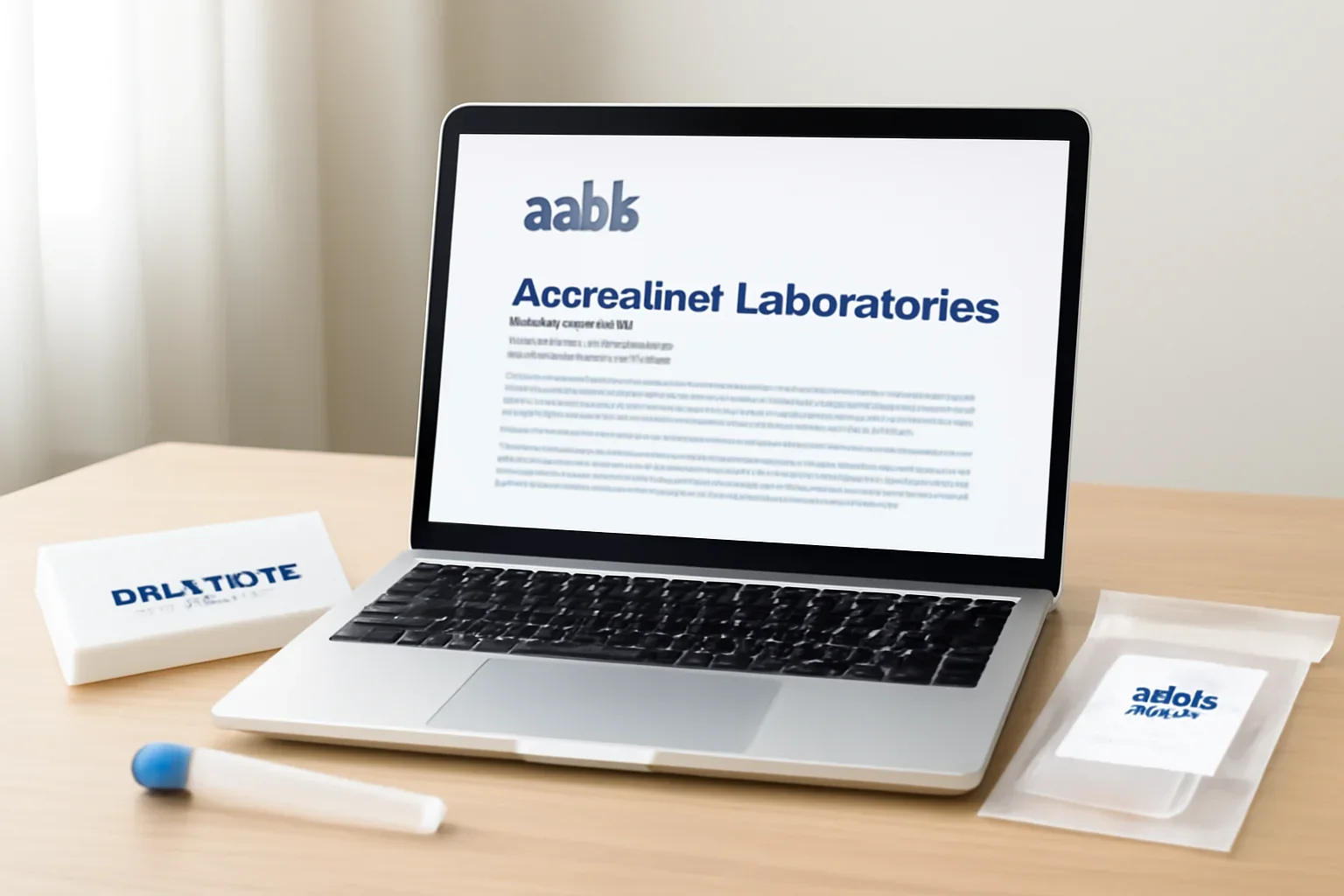AABB-accredited laboratory guidance displayed beside DNA relationship testing materials