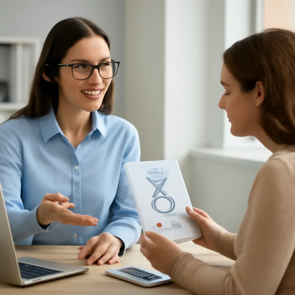 Support specialist guiding a customer through DNA test options