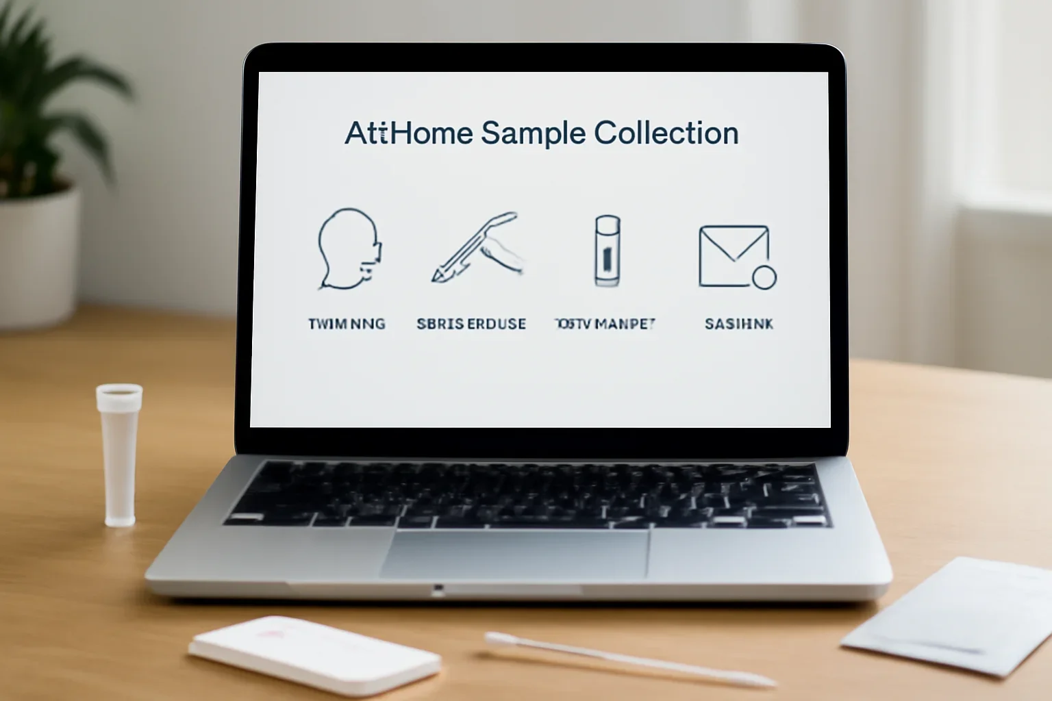 At-home DNA sample collection guidance displayed beside DNA testing materials