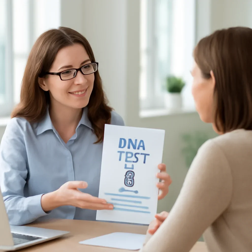 Support specialist guiding a customer through DNA test options