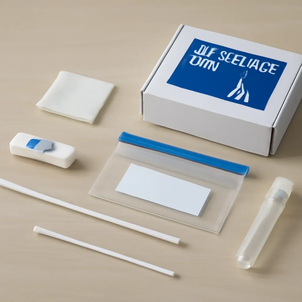 Cat disease test sample collection materials prepared on a clean table