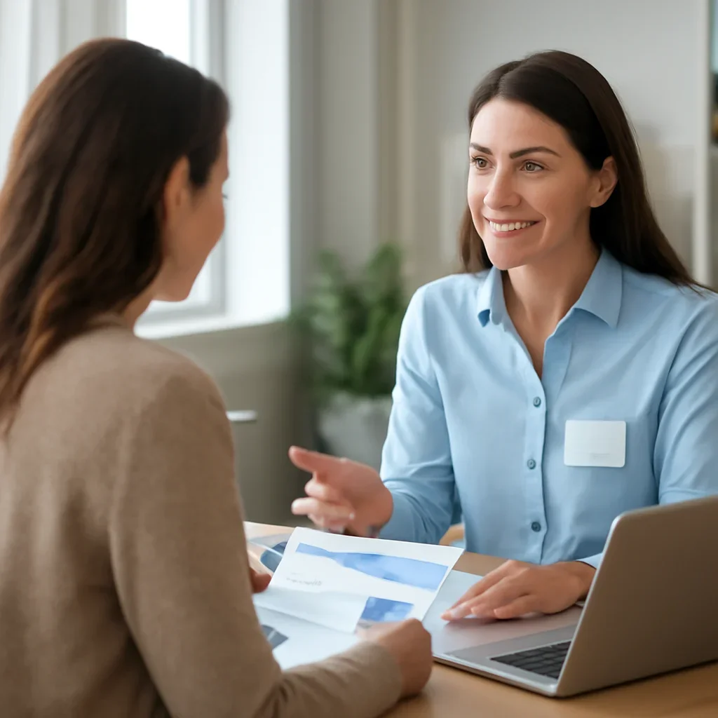 Support specialist guiding a customer through DNA test options