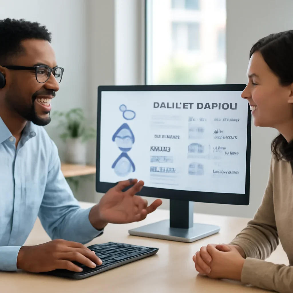 Support specialist guiding a customer through DNA test options