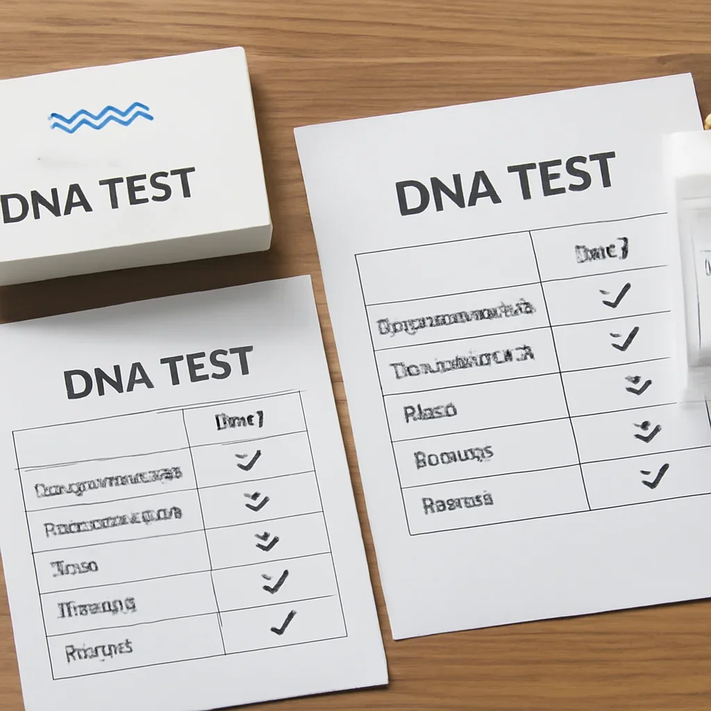 DNA test comparison notes beside home sample collection kits
