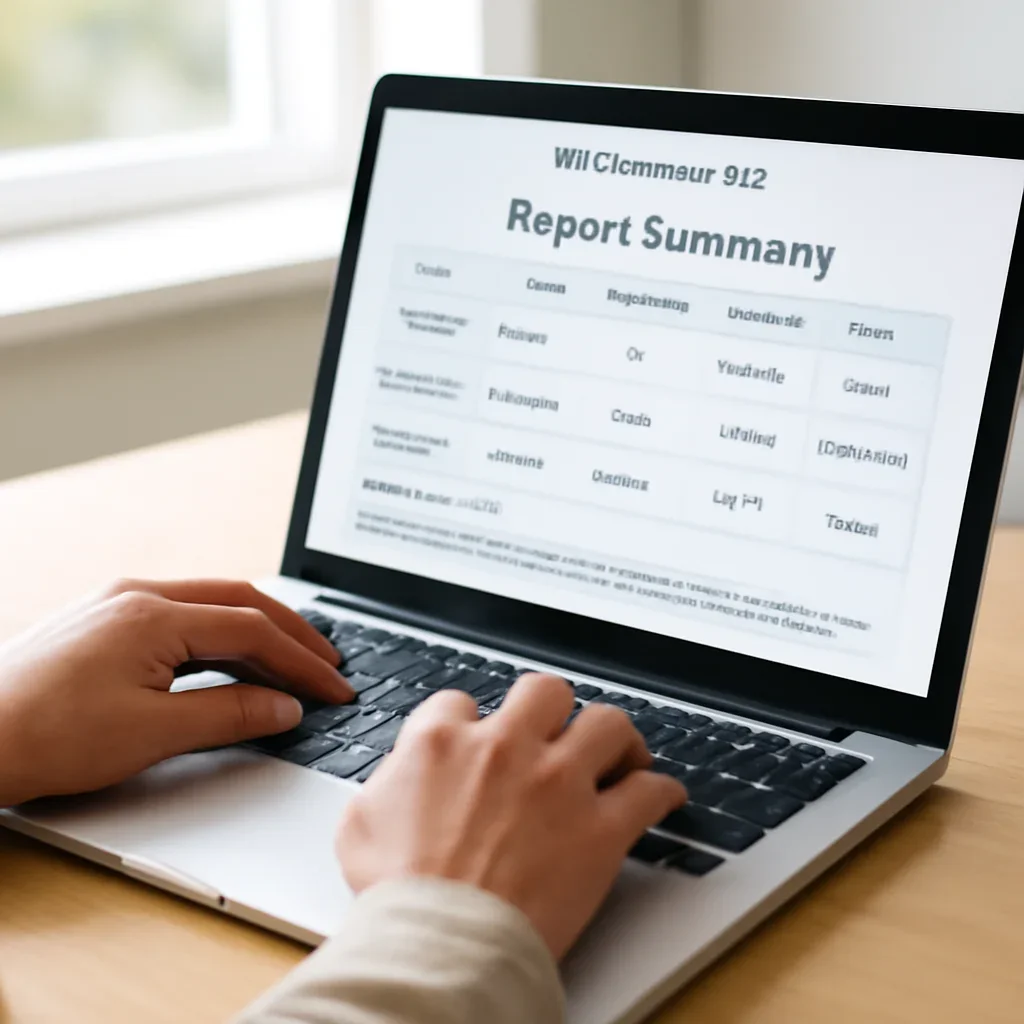 Dog disease DNA test report being reviewed on a laptop with supporting notes