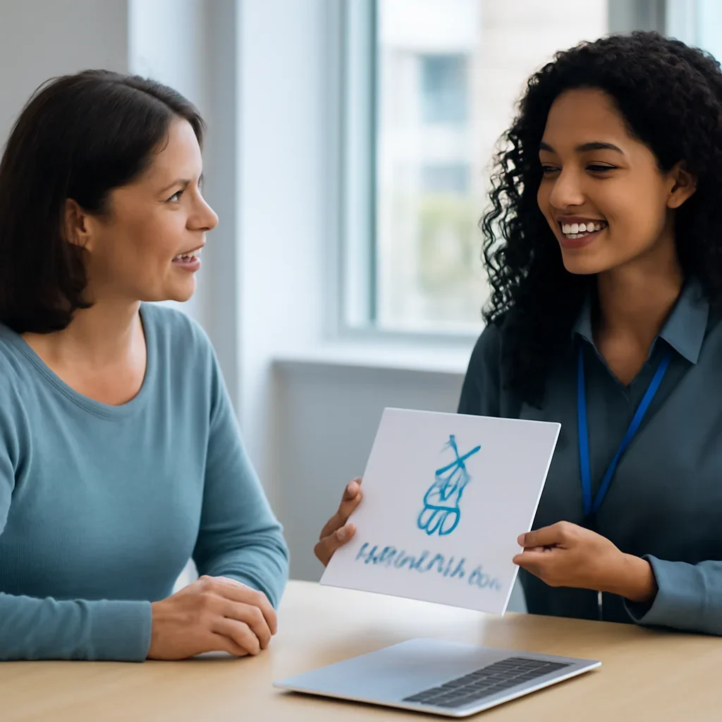 Support specialist guiding a customer through DNA test options