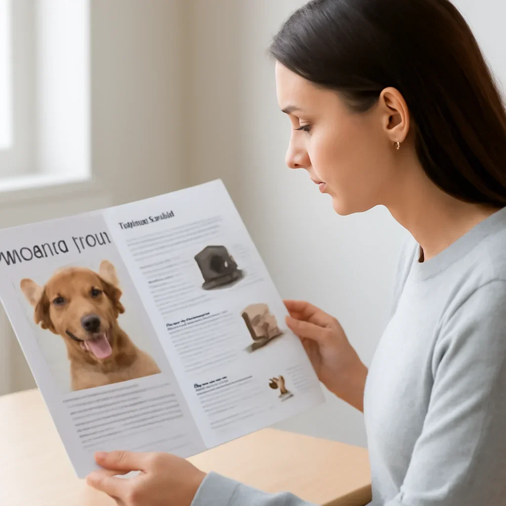 Customer reviewing dog DNA test options without a visible price table