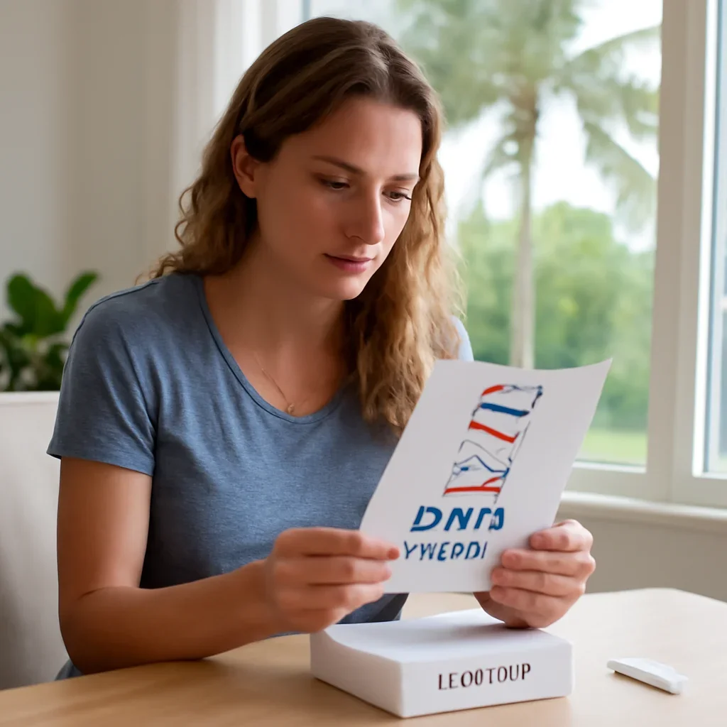 Customer in Florida reviewing DNA testing options at home
