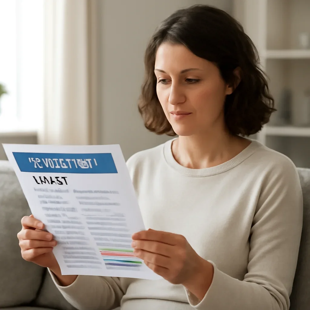 Customer carefully reviewing a private health-focused DNA test report at home