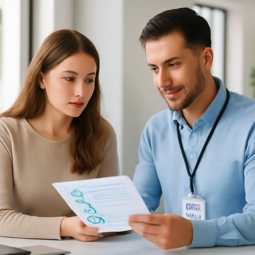 Support specialist guiding a customer through DNA test options