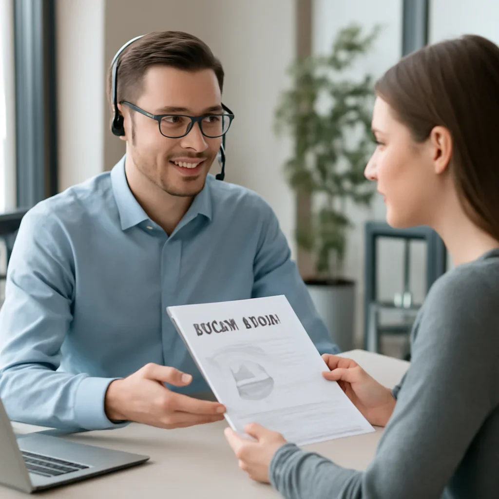Support specialist guiding a customer through DNA test options