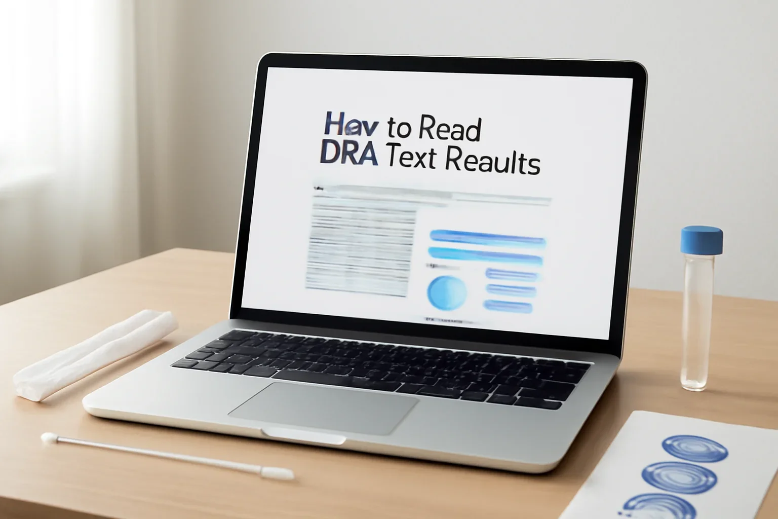 How to Read DNA Test Results guidance page shown on a laptop with DNA testing materials