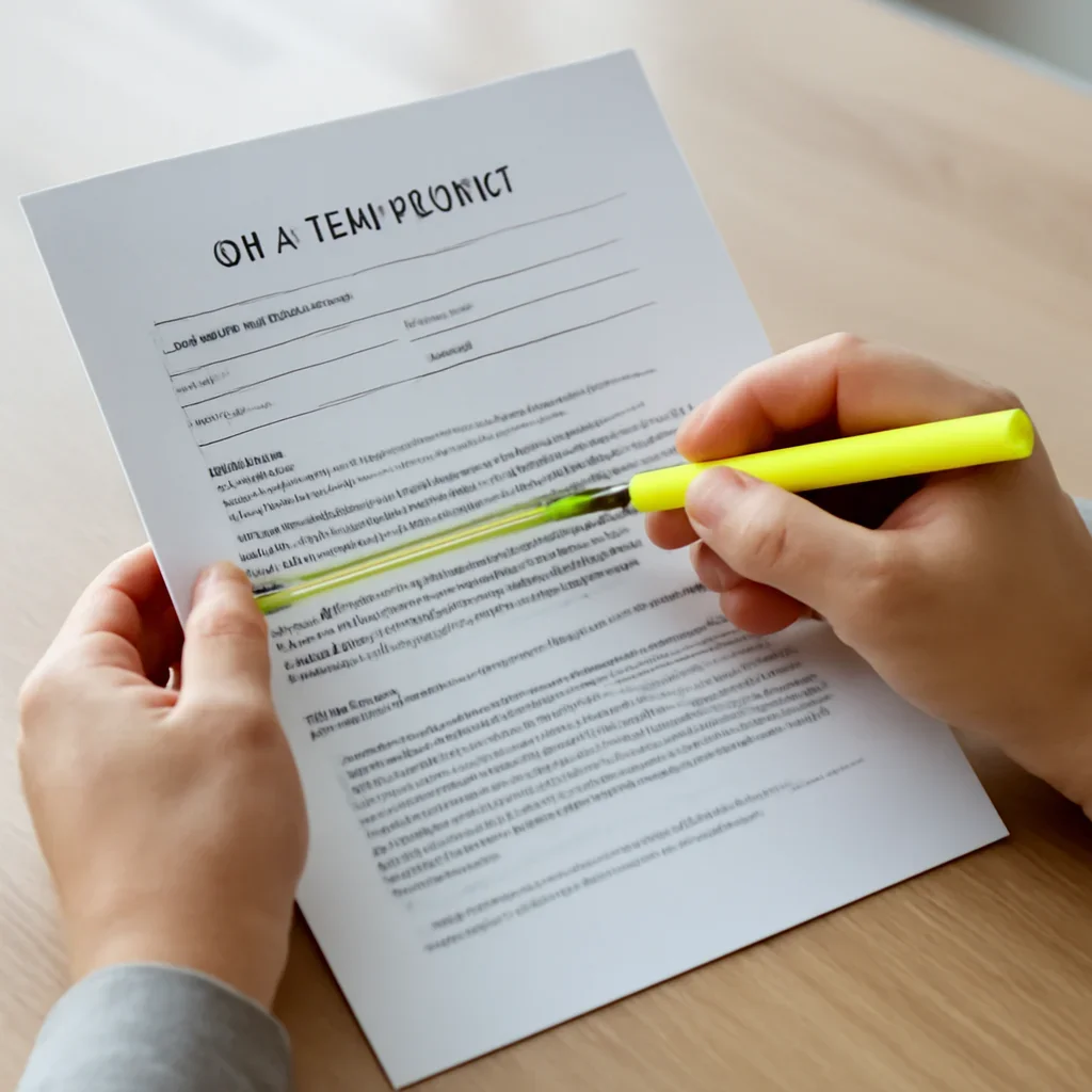 Person reading and highlighting sections of a DNA test report