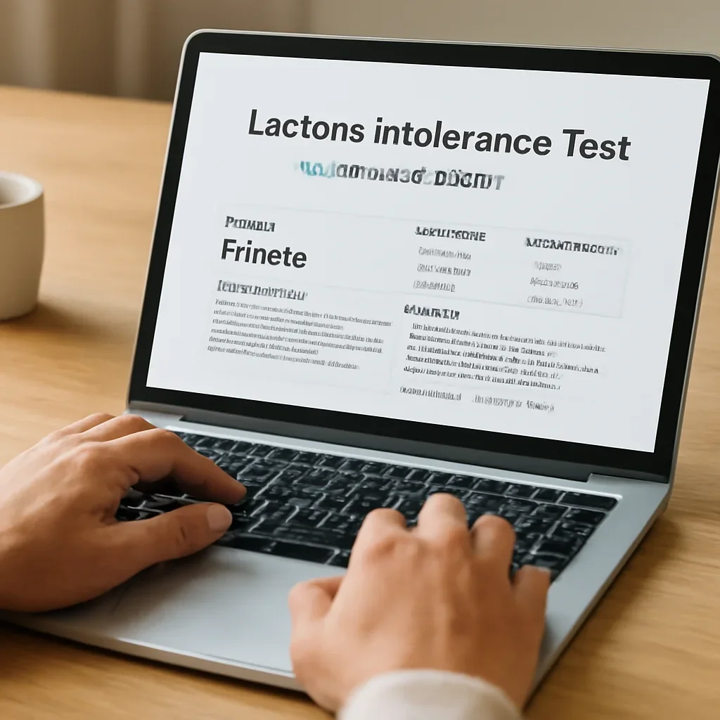 Lactose intolerance genetic test report being reviewed on a laptop