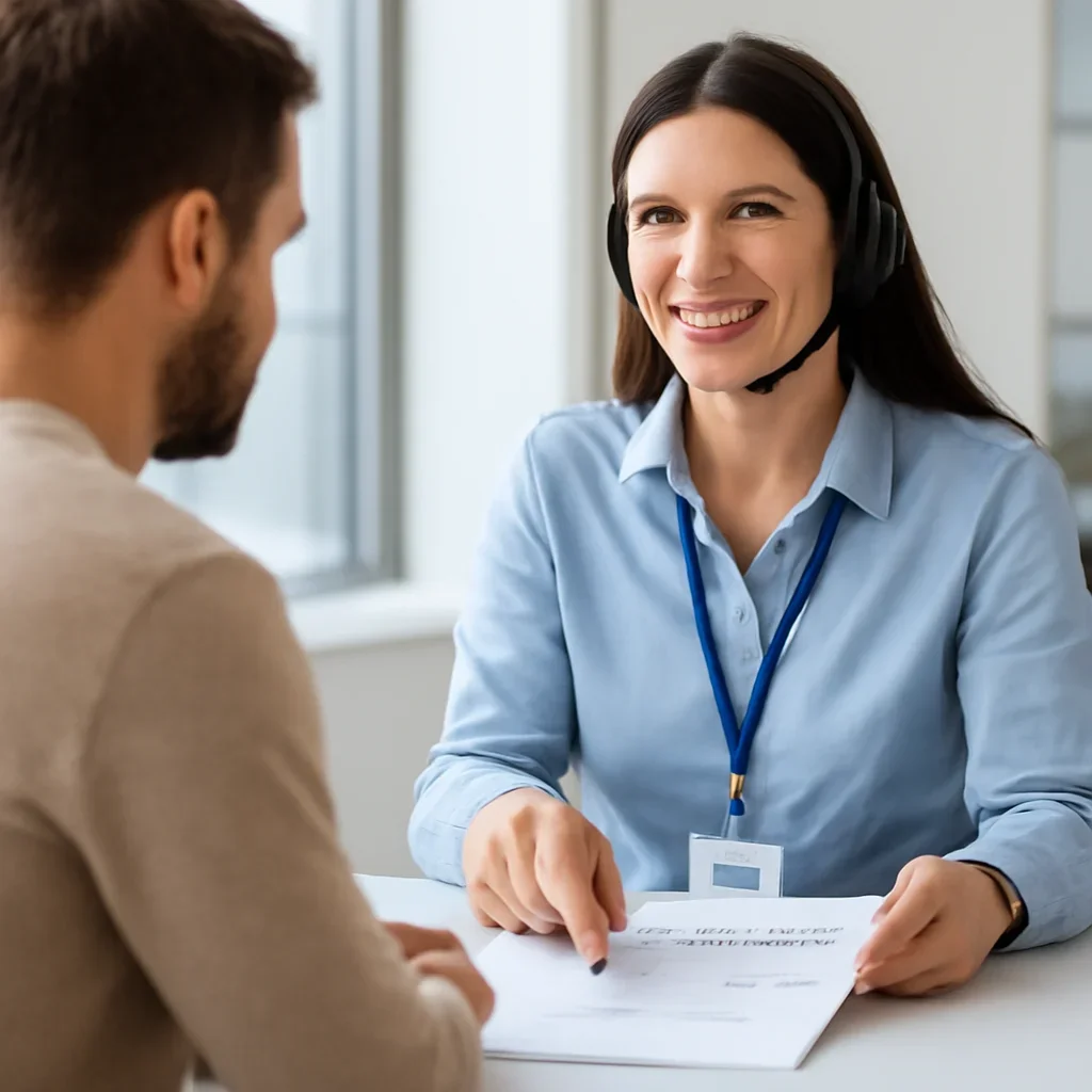 Support specialist guiding a customer through DNA test options