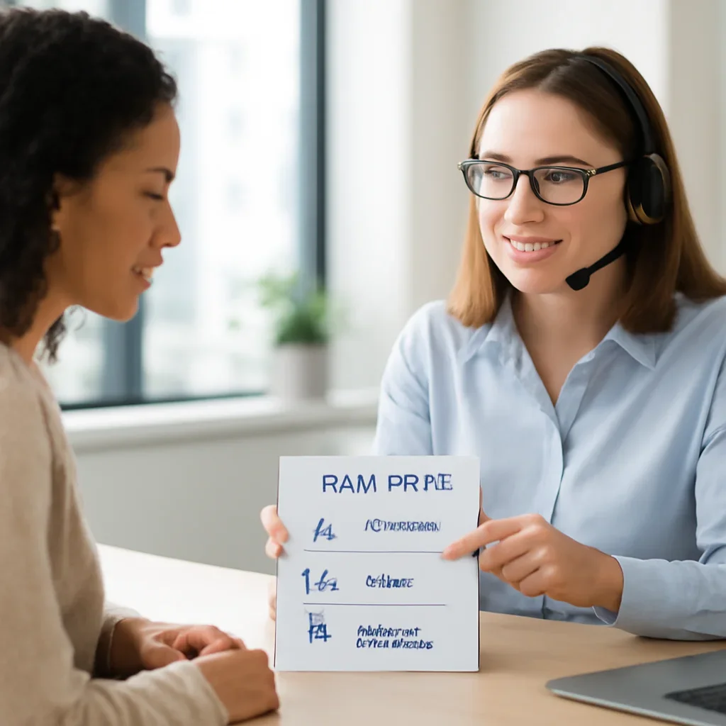 Support specialist guiding a customer through DNA test options