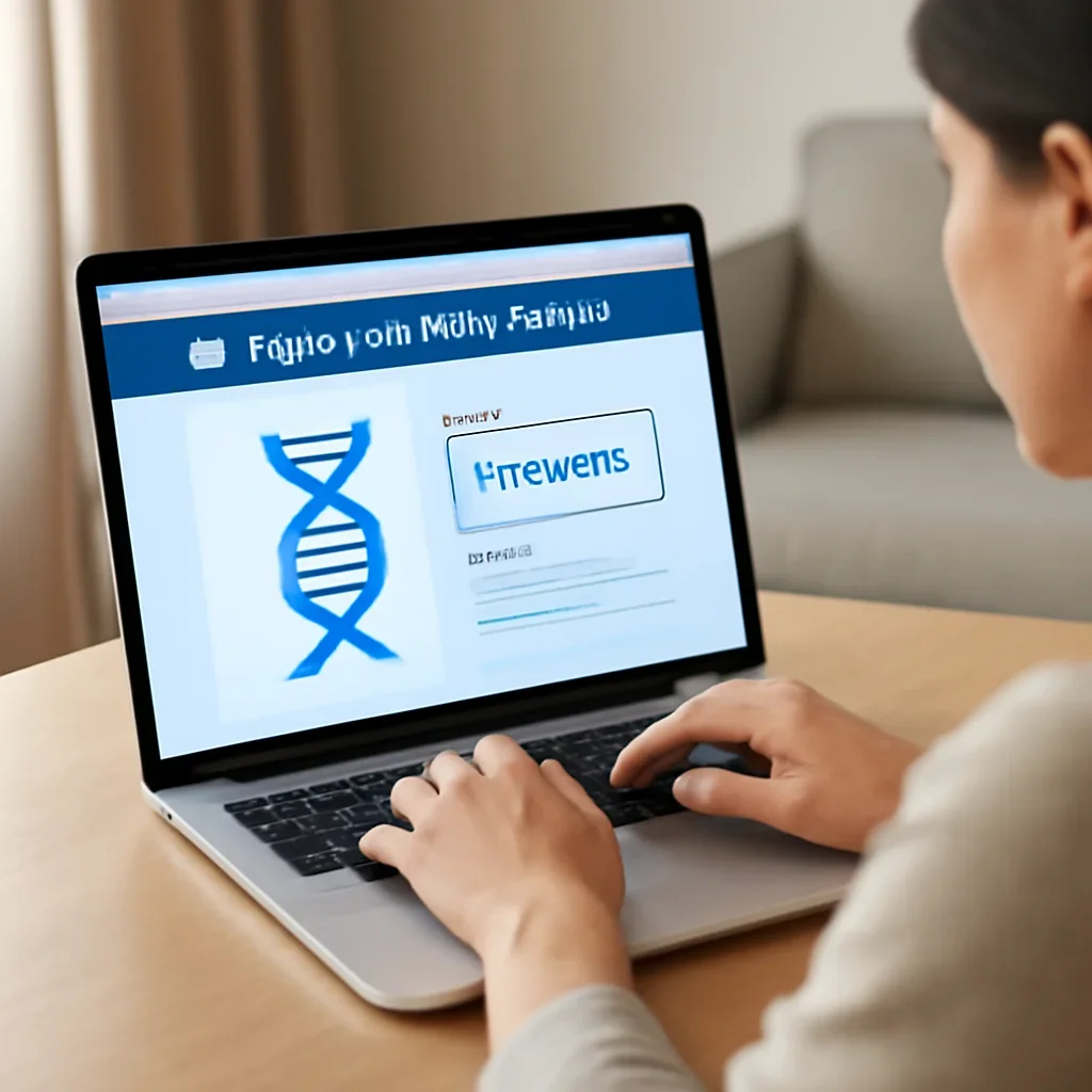 Secure digital DNA test results viewed on a laptop in a private setting