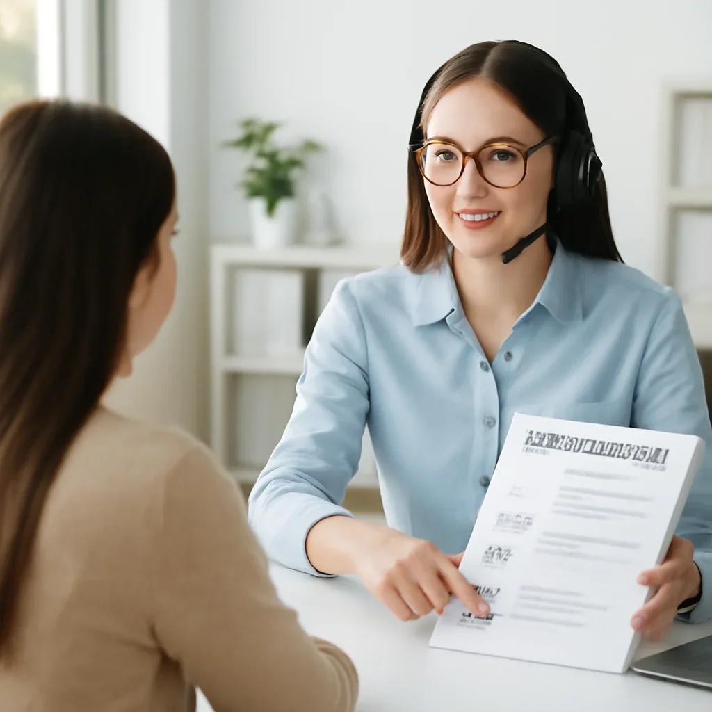 Support specialist guiding a customer through DNA test options