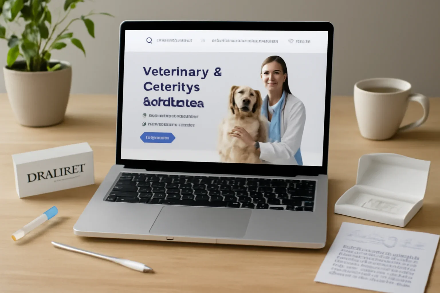 Veterinary and breeder DNA testing guidance displayed beside an at-home sample collection kit