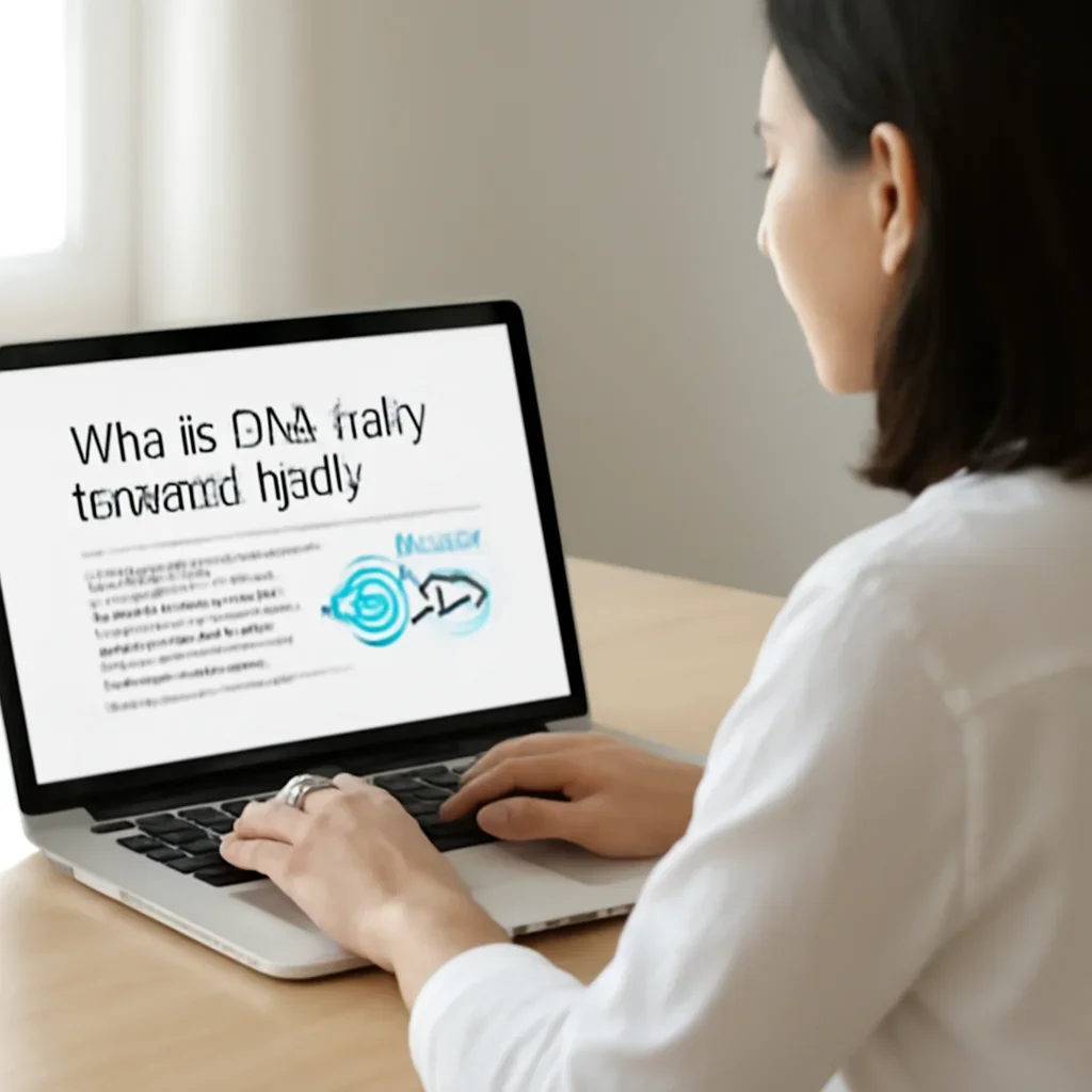 Reader exploring what is dna methylation testing? on a laptop