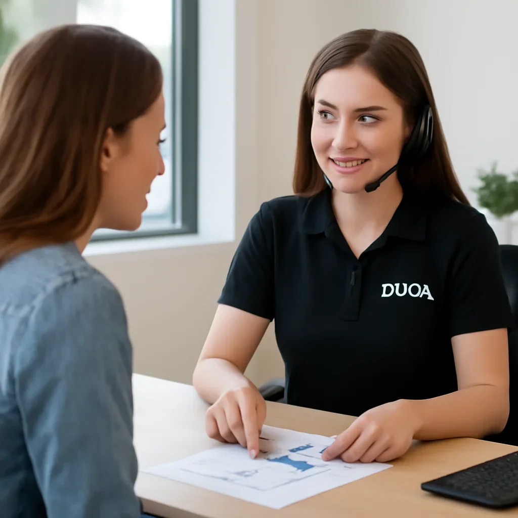 Support specialist guiding a customer through DNA test options